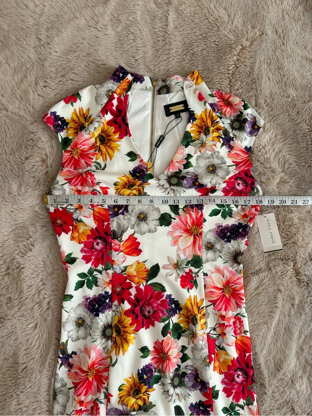Alexia Admor NEW Floral Cap Sleeve Midi Dress Size Medium Cocktail Vacation - Picture 10 of 16